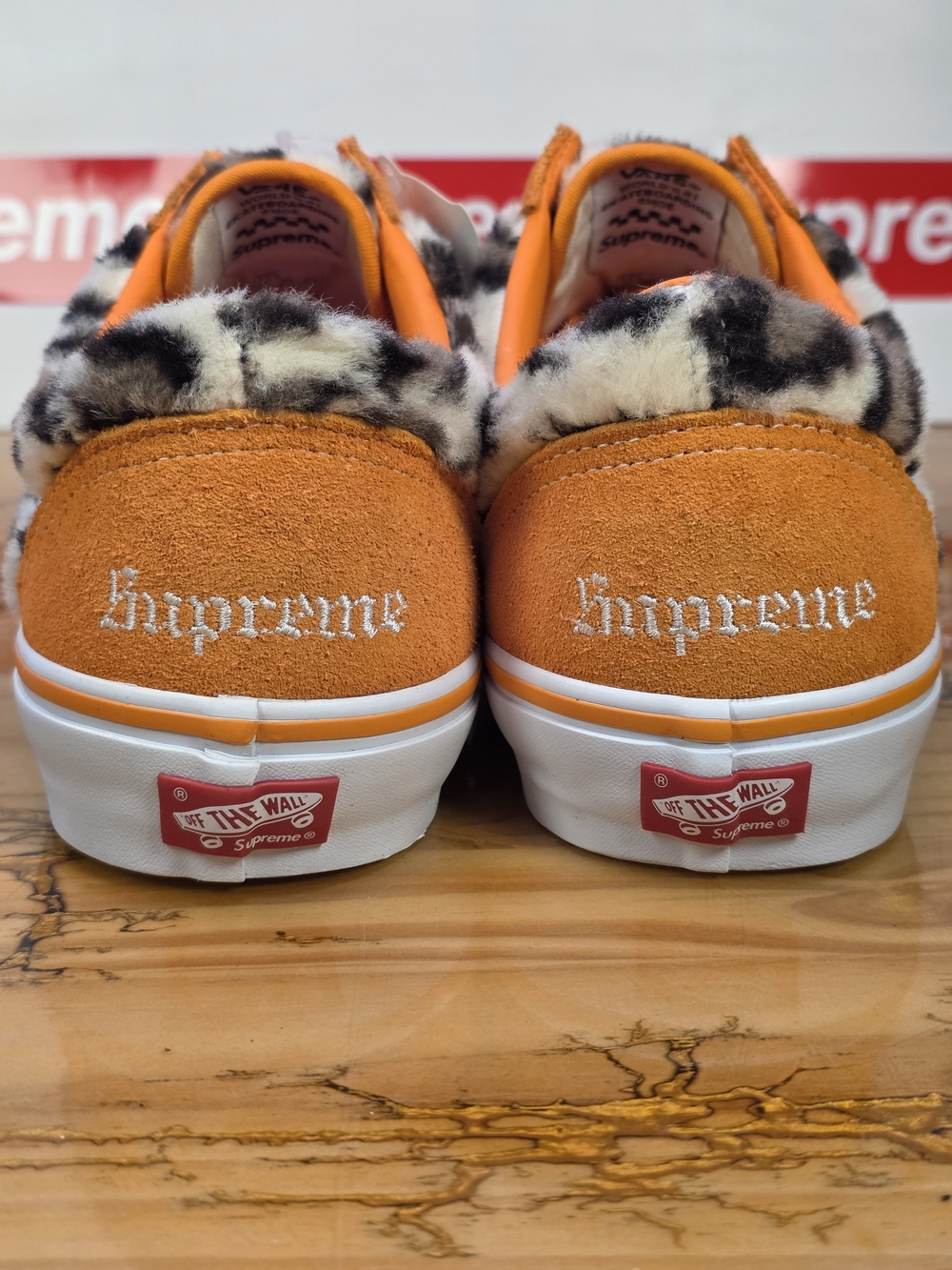 Supreme Vans Skate Old Skool Leopard Orange Mens 13 Womens 14.5 New With Box - Picture 6 of 11